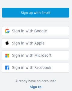 Sgn Up with Email More option